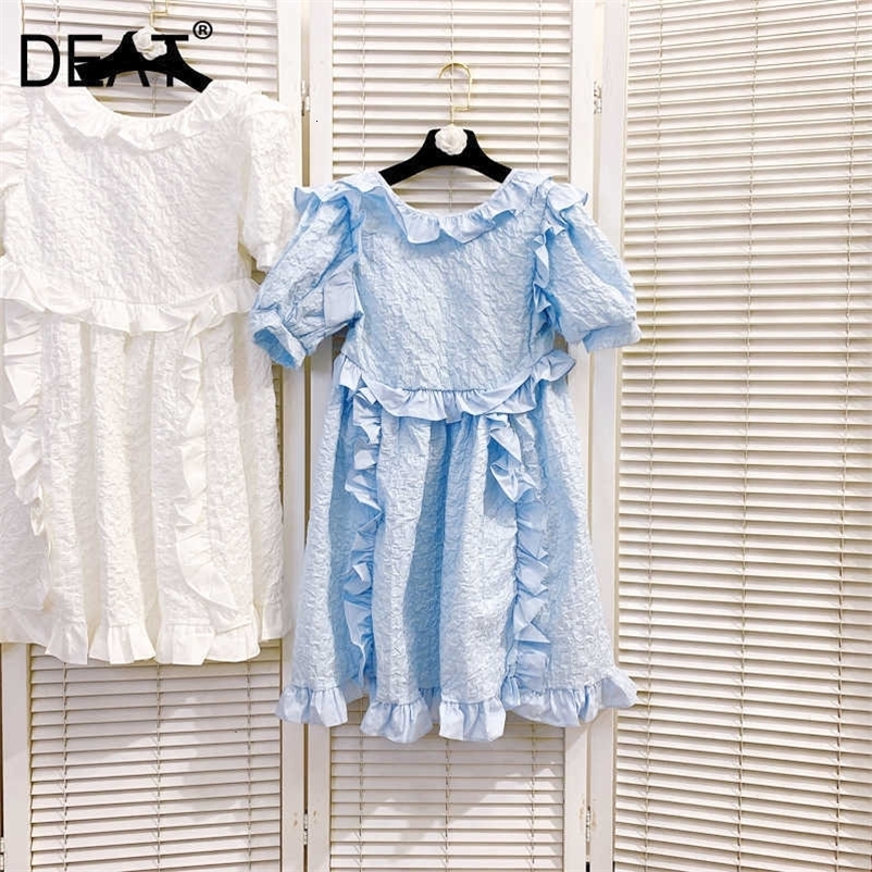 DEAT Women Dress Round Neck Short sleeve Arrivals Lady Sexy Fashion Spring Summer 11D650 210709