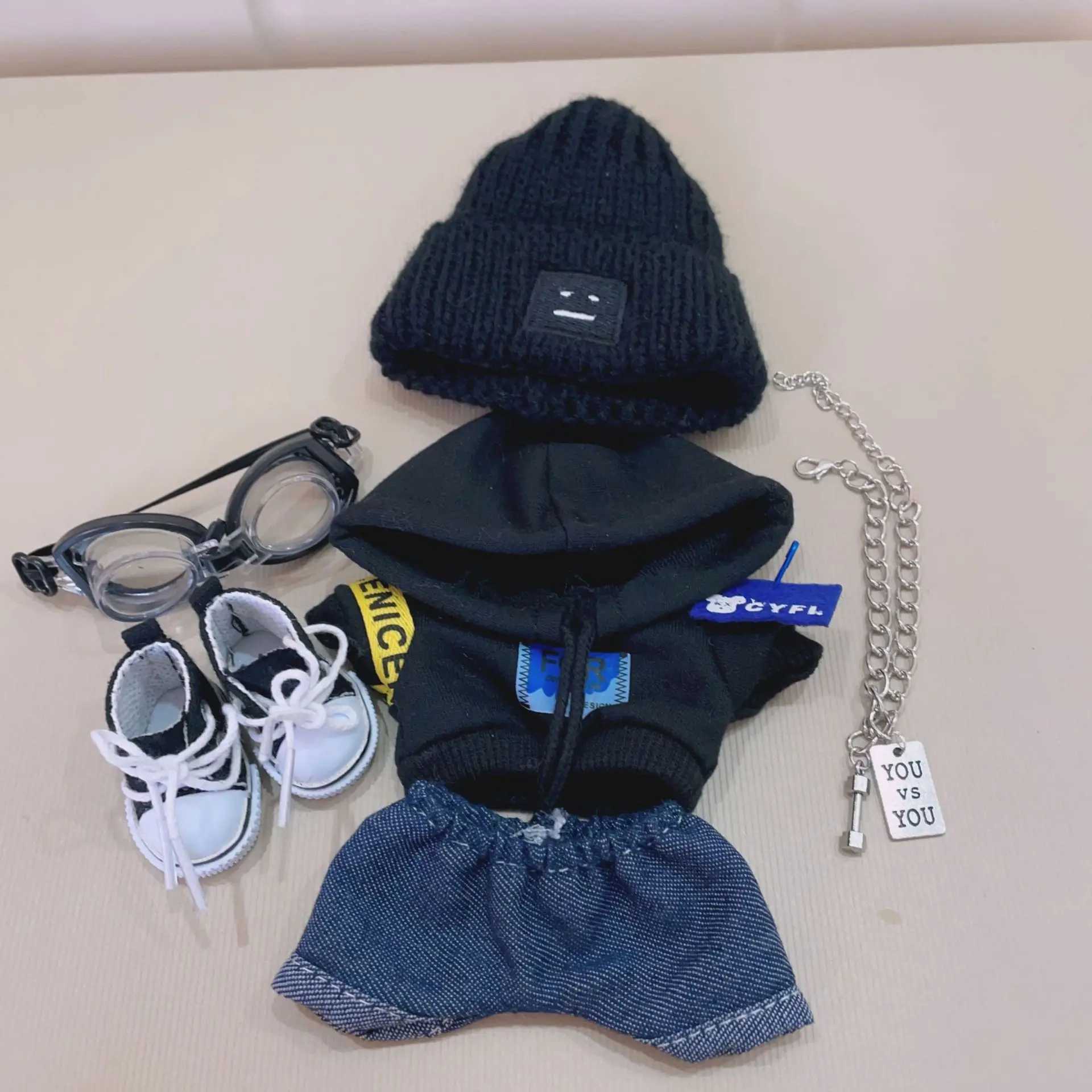 Clothes For Labubu 17cm II Idol Dolls Sitting Party The Monster Outfit Accessories Clothing DIY Kids Gift Cool Boy Pilot Hat C250924