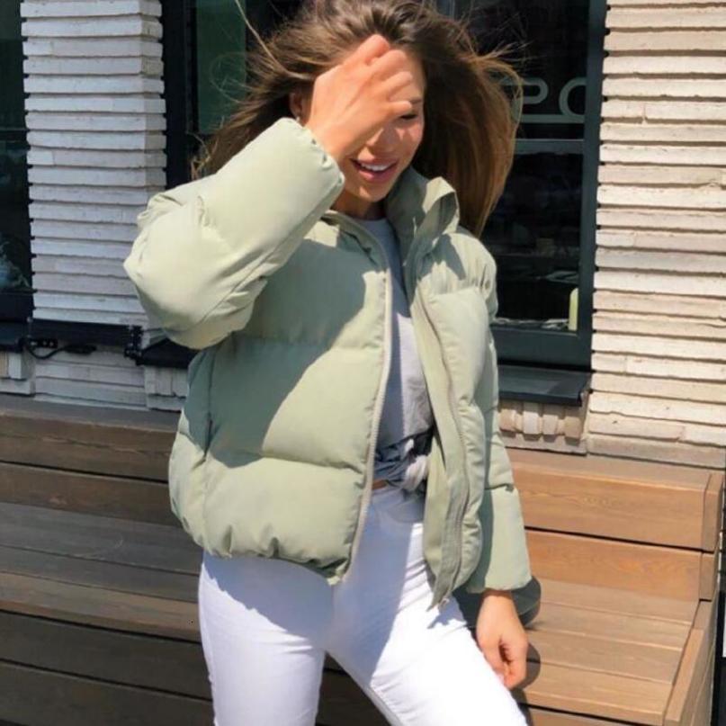 Helisopus New Winter Cotton Standing Collar Women Jacket and Coats Solid Color Casual Puffer Parkas Fashion Bubble Coat 200928