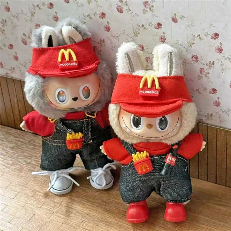 Workwear Outfit Clothes For Labubu Doll Fast Food French Fries Hamburgers Fahsion Coffee Apron Cosplay Clothing Accessories C250924