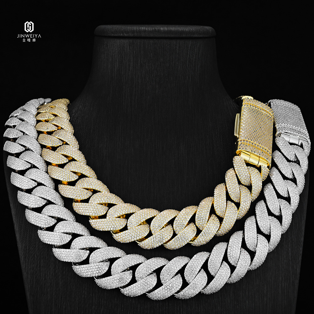 Heavy Duty VVS Moissanite Cuban Link Chain 925 Silver Material Iced Out Design20mm 5 Rows Hip Hop Jewelry