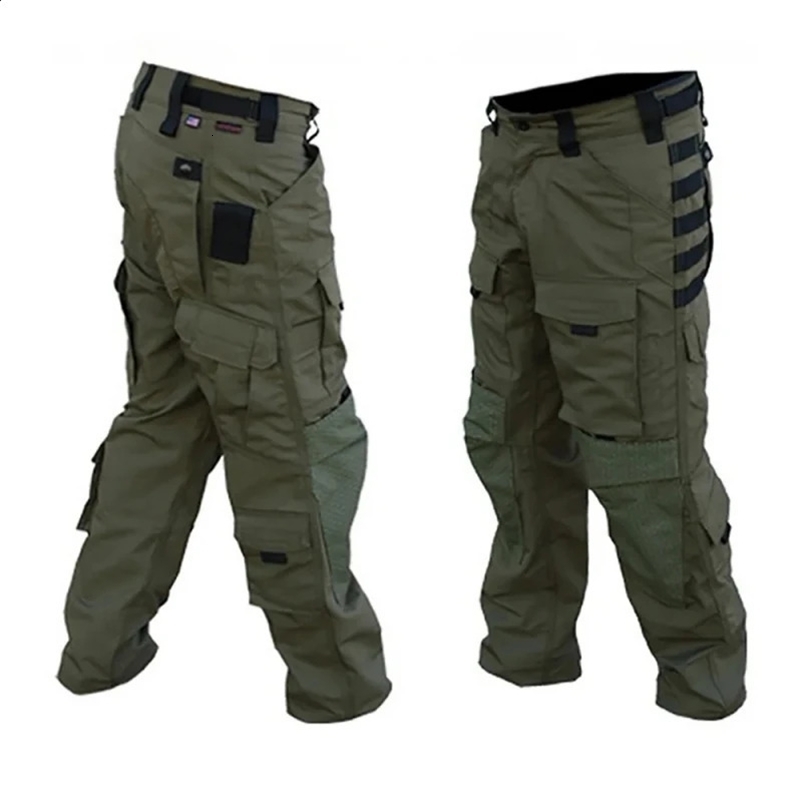 Multi Pocket Mens Cargo Pants Tactical Outdoor Hiking Waterproof Trousers Wear Resistant Training Overalls Men Pant 240812