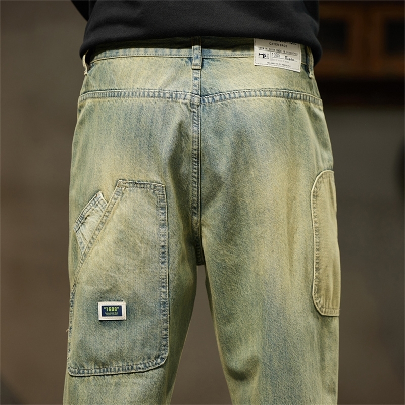 Men's Jeans Spring Jeans for Men Baggy Pants Loose Fit Harem Pants Vintage Clothes Men Fashion Pockets Patchwork Large Trousers Oversized 42 2308