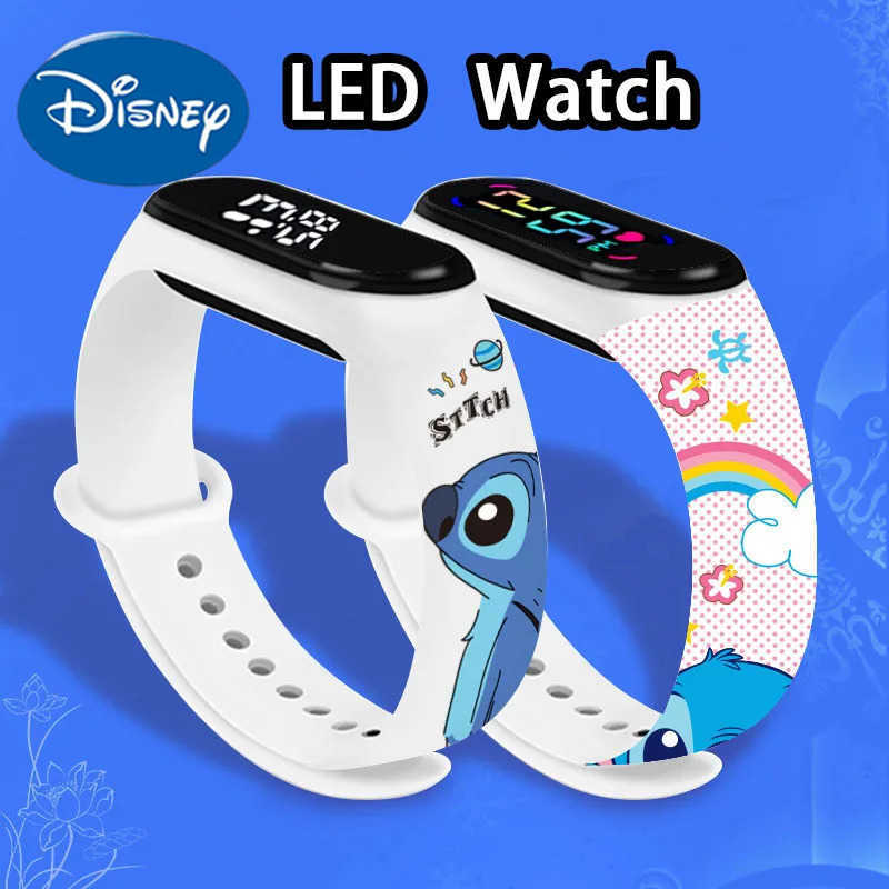 Disney custom Watches Lilo Stitch Anime LED Luminous Waterproof Electronic Sports Silicone Watch for Kids Birthday Gift H250924