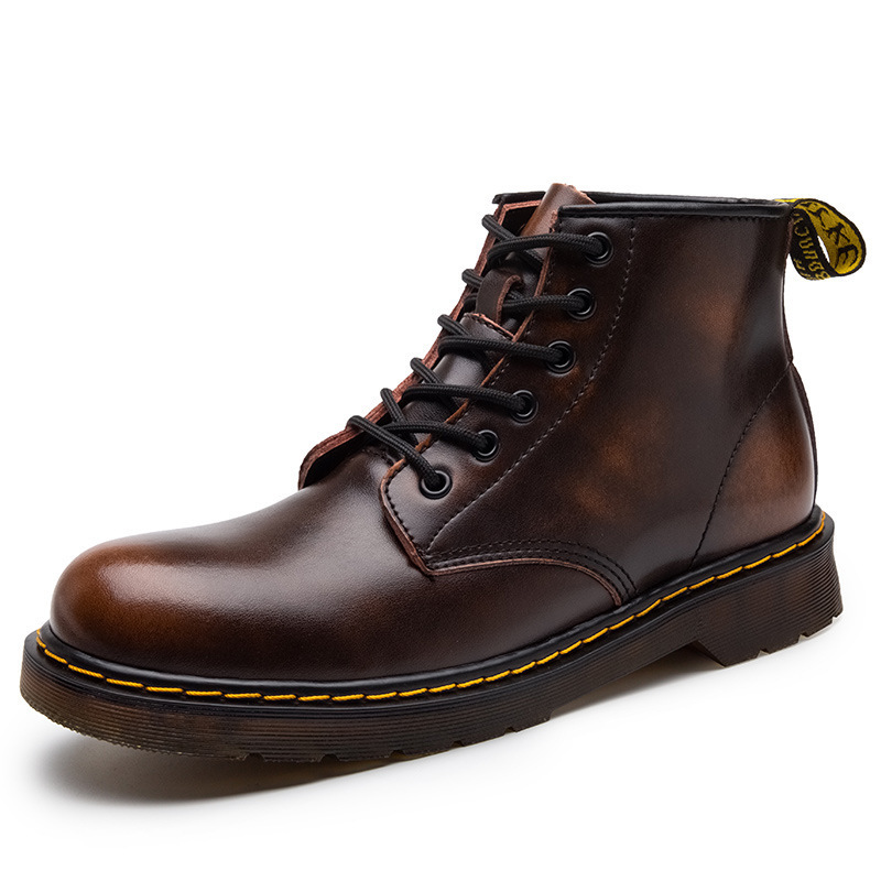 Designer shoes free shipping Large Martin boots for autumn and winter couples high top leather boots for men casual and fashionable outdoor boots blac