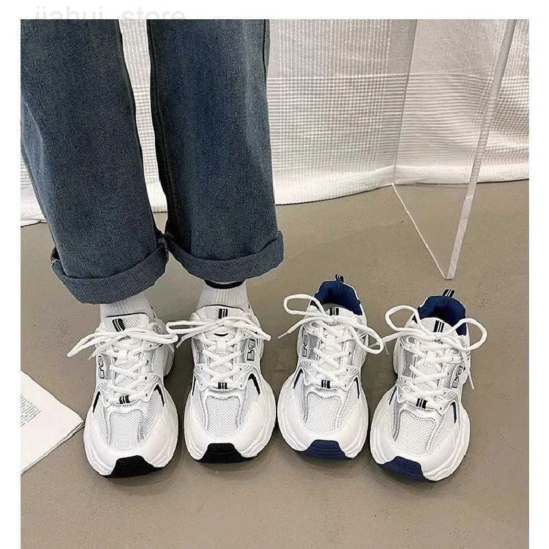 2025 Womens Dad Sneakers ColorBlock ThickSole Breathable White Sports Shoes Casual Running M250924