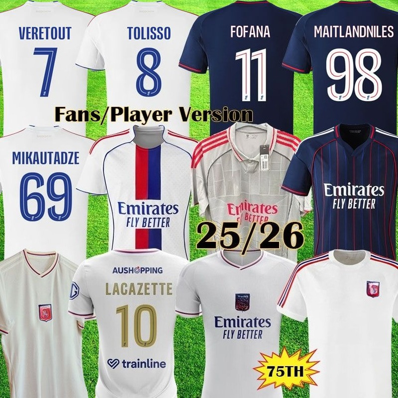2025 2026 maillot lyon soccer jerseys 25 2026 75year olympique lyonnais ol 3rd fourth shirts cherki mikautadze tolisso men football shirt kids kits equipment