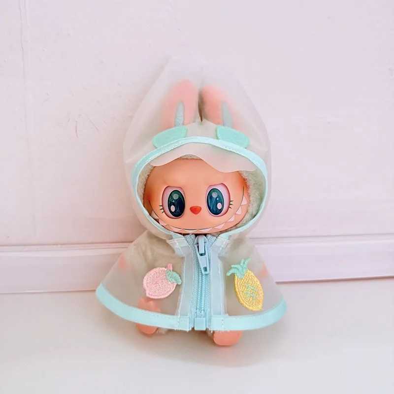 For Labubu Clothes 17cm Candy Color Transparent Raincoat Set with Pendant Cute Doll Changeable Outfit C250924