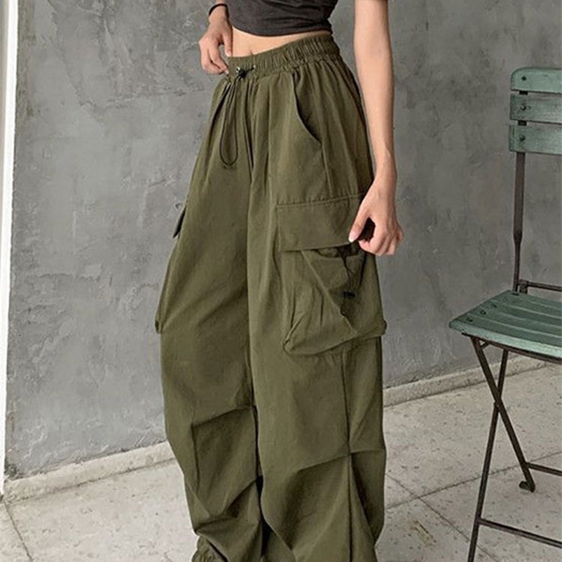 Women's Pants Capris WTEMPO Y2K Casual Cargo Pants Women Streetwear Drawstring Loose Wide Leg Straight Trousers Fashion Lady Oversize Sweatpants 