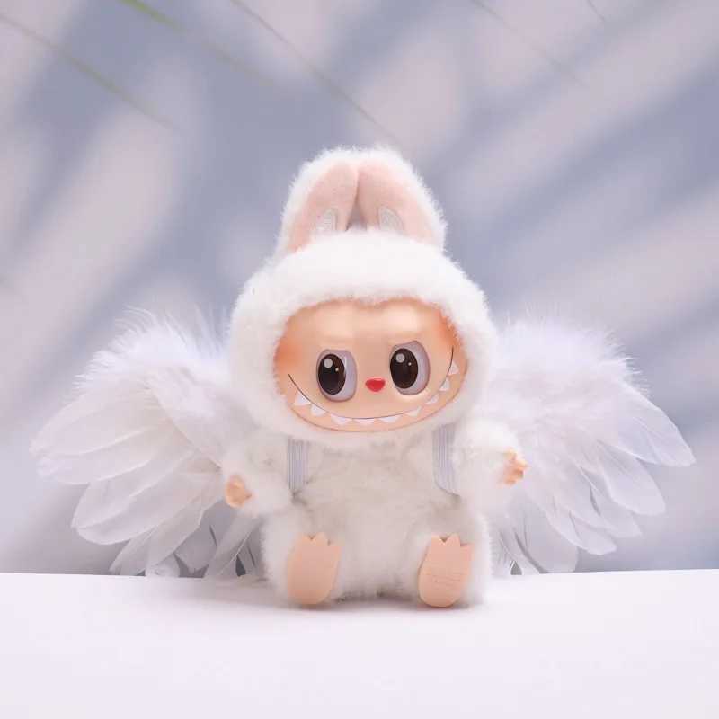 17cm Labubu Angel Devil Feather Wings Clothing Pendant Mini Plush Clothing Fashion Cute Animal Clothing Accessories Gift C250924