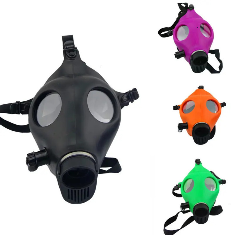 Silica Gel Gas Mask Fetish Latex Rubber Hood Breath Control Conquer Choking Headgear Cosplay Costume Party Wear 240712