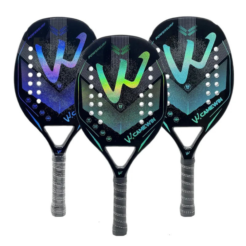 Tennis Rackets Camewin 3K Holographic Beach Tennis Racket Full Carbon Fiber Frame Feminino Masculina Kit Rude Surface Treatment Beginner 231025