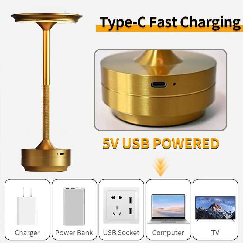 Suitable for restaurantsbarsfamiliescourtyardsoffices 2piece portable LED UFO desk lamp rechargeable 3color stepless dim C251115