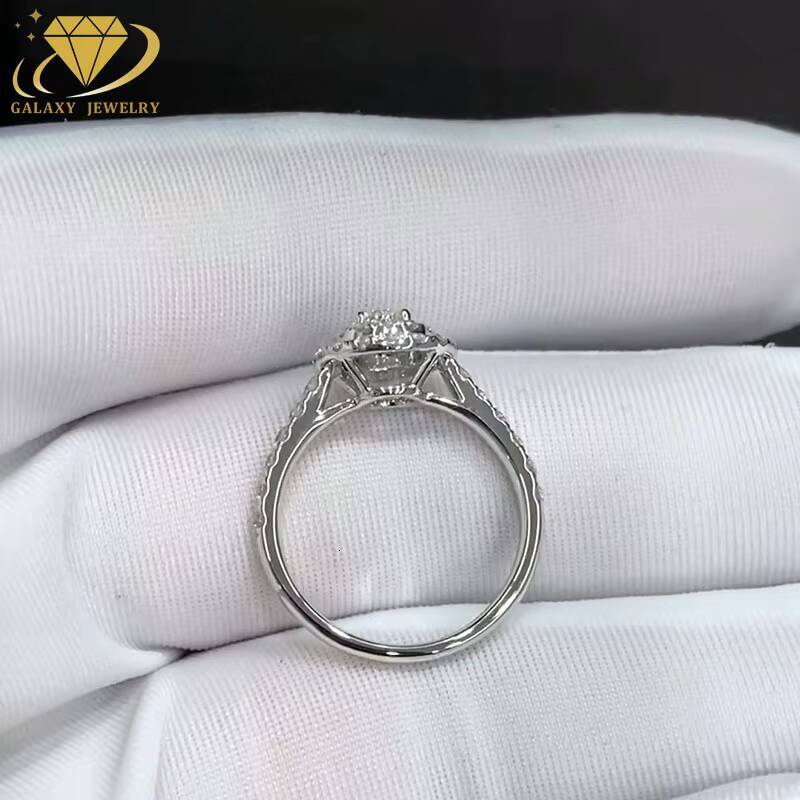 Galaxy Jewelry White Gold Lab Grown Diamond Ring Pass The Diamond Tester VVS Clarity D Color Custom Ring For Gift