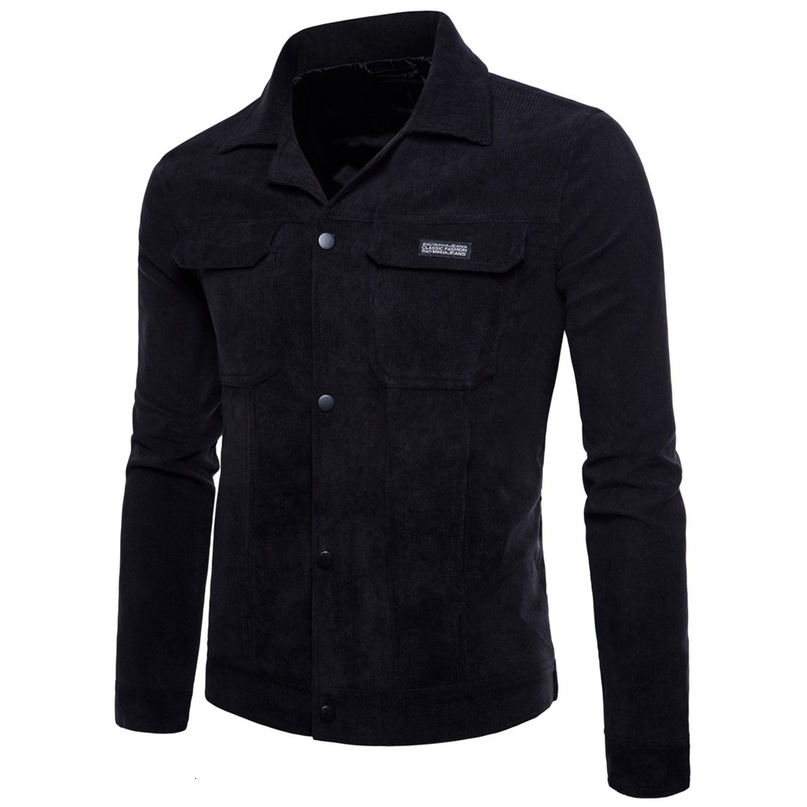 Mens Jackets Autumn Korean Casual Coat Corduroy Turn Over Tie Pocket Slim Jacket 221129
