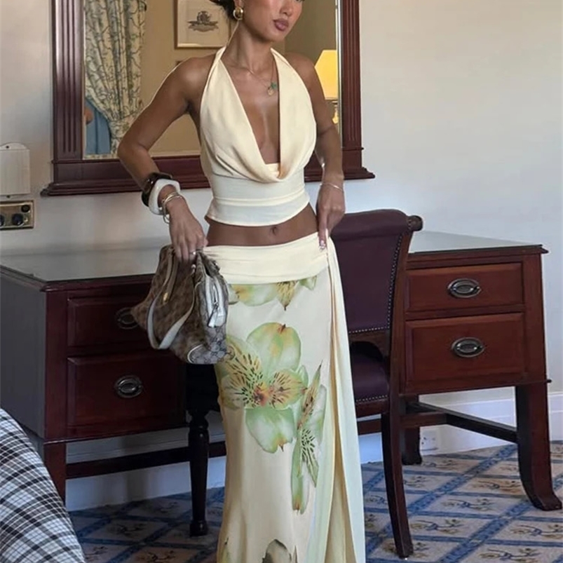 Wear resistant womens 3-piece stacking trend ceilingsplit tassel tasselflower net skiing matching vacation club clothing 250423