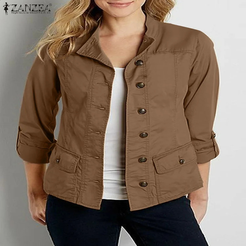 ZANZEA Fashion Woman Long Sleeve O Neck Outwear Vintage Autumn OL Jackets Casual Party Jacket Elegant Button Thin Coats 250228