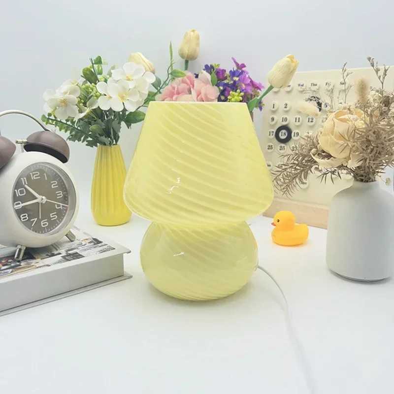 Glass Mushroom Table Lamp Light Night Desk Lamp Room Decor Home Interior Decoration Lighting Lamps Bedside Led Table Bedroom C251115