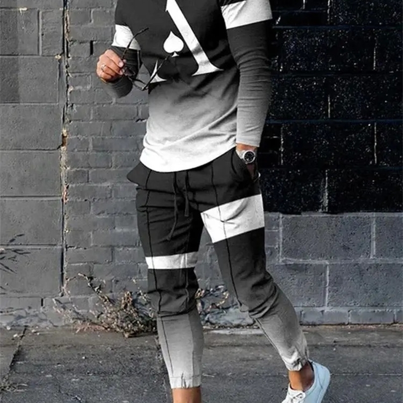 Men's Tracksuits Men Sets 3D Printing Long Sleeves T-shirtsTrousers O-Neck Sweatshirt Sweatpants Oversized Sportswear 2 Piece Sets Clothing 23121