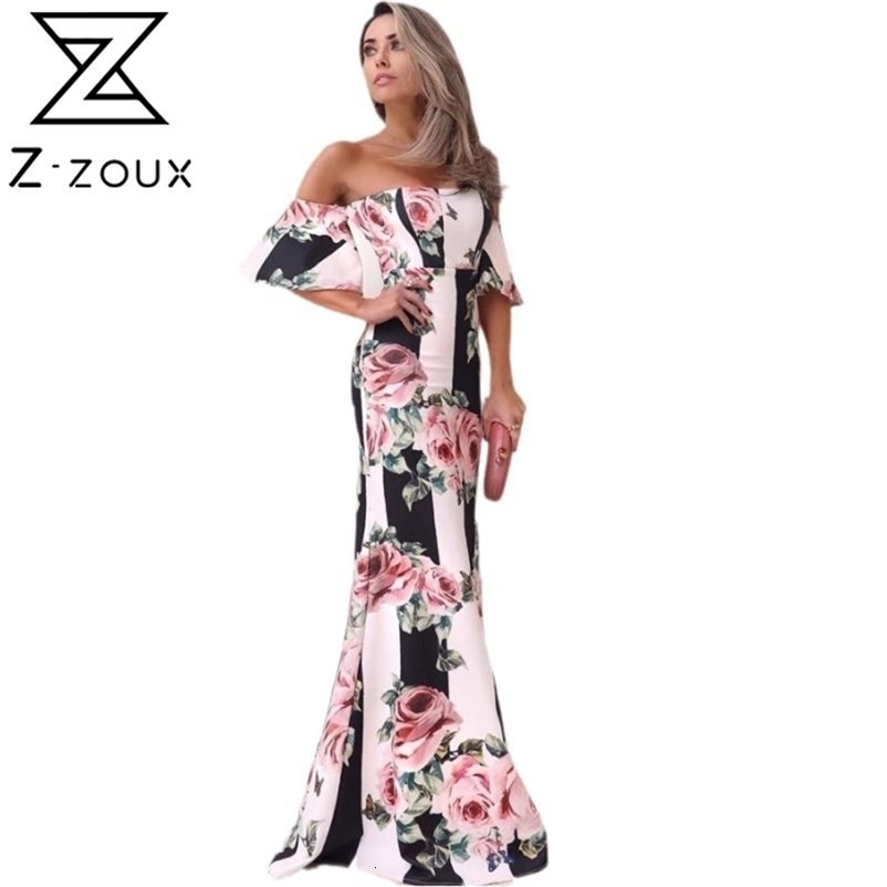 Women Dress Slash Neck Off Shoulder Vintgae Flower Girl es Plus Size Long Sexy Girls Summer 210513