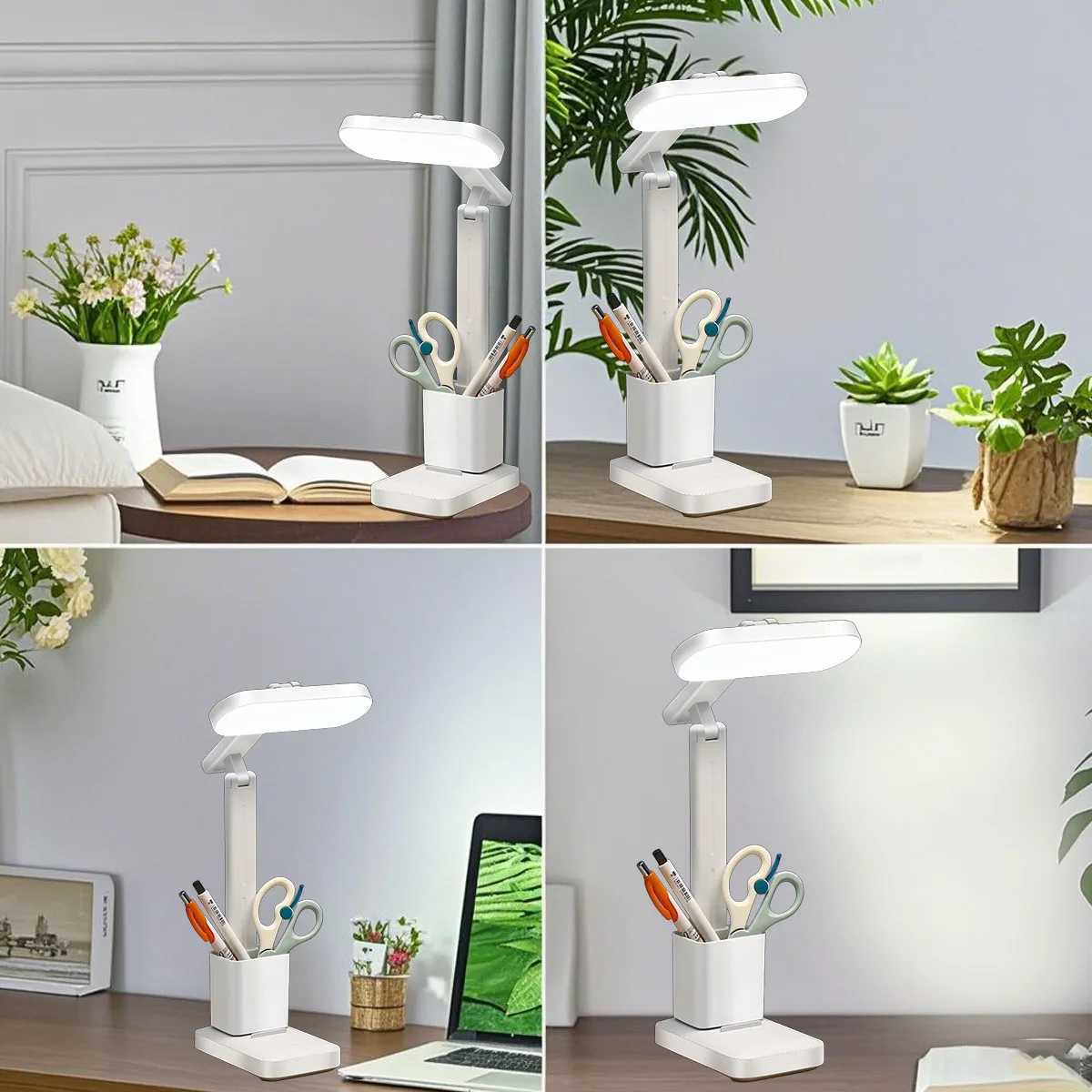 LED folding desk lamp table lamp reading lamp with stationery storage basket touch control USB rechargeable C251115