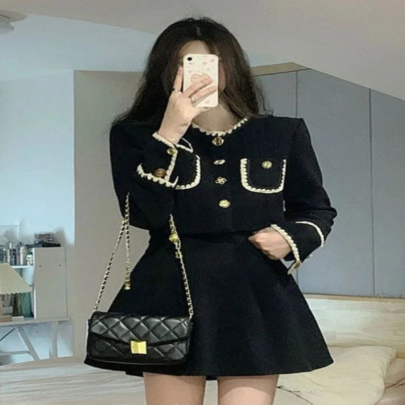 Traf Women Vestidos Coquette Skirt Sets Pocket Long Sleeve Crop Jackets High Waist Mini Skirts Outfits Suit Female Clothing 240423
