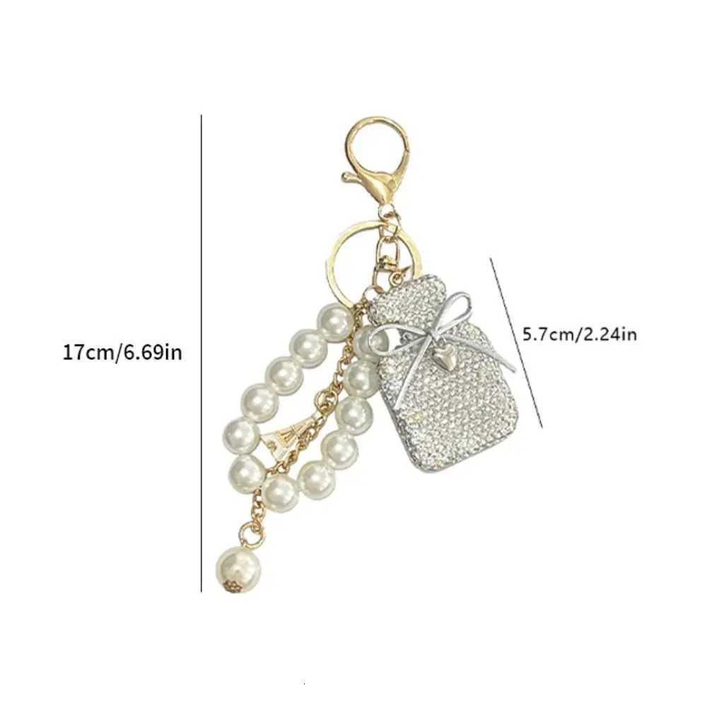Fashion Bow Knot Shape Keychain Pearls Rhinestone Inlaid Rhinestone Keyring Tassel Cute Shape Keyring Personal Use1 D250925