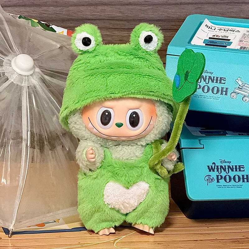 Doll Clothes 1517CM LABUBU Macaron Frog Set Jumpsuit Kawaii Fisherman Hat 2PCSPack Plush Cotton Doll Dress Up Game Decoration C250924