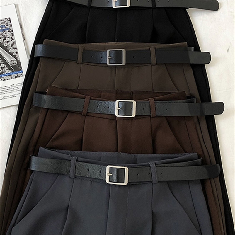 Women's Pants Capris Yitimoky Woman Suit Cuffs Spring Autumn Casual High Waist Ankle Length Elegant Office Ladies Harem with Belt 221122