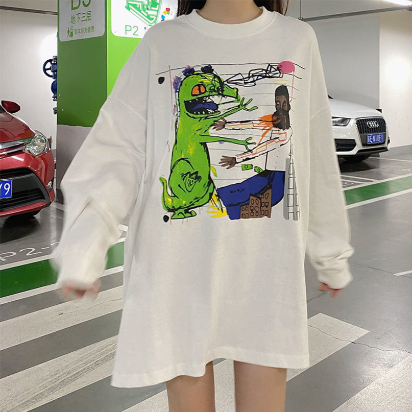 autumn japanese style Women Sweatshirts Long Sleeve cartoon funny print thin Sweatshirt Womens pullovers (X1525) 210423