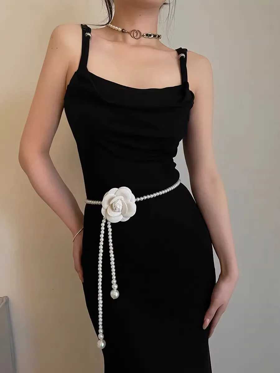 Fashion Camellia Pearl Waist Chain For Women Versatile With Skirts Sweet Decoration Thin Waist Belt To Cinch And Slim The Waist D250924