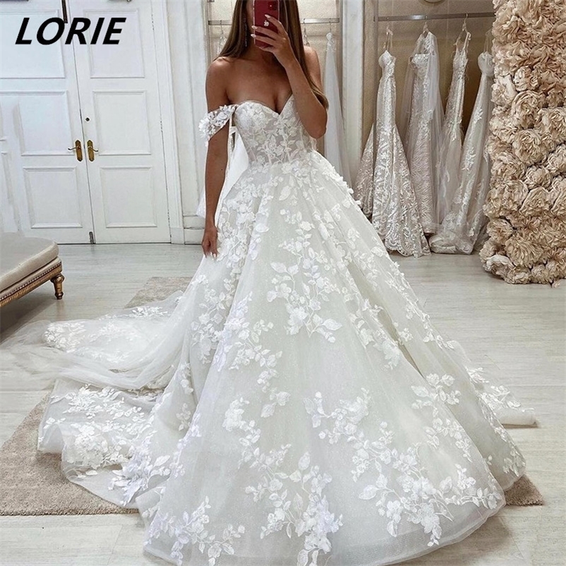 Party Dresses LORIE Exquisite Lace Off Shoulder Wedding Dresses Short Sleeves Sweetheart Boho Bridal Gowns vestidos de novia 230217