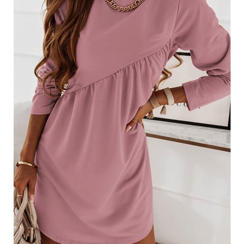 Casual Dresses Women's Irregular Dress Fall Winter Ladies Folds Individuality Pink Long Sleeves Fashion Sexy Female Mini Dress Trend 230316