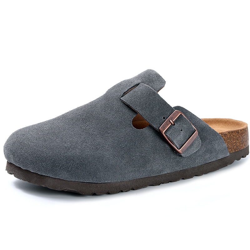 new free shipping designer shoes High quality cowhide home outdoor slippers made of cork for men and women black grey pink coffee brown