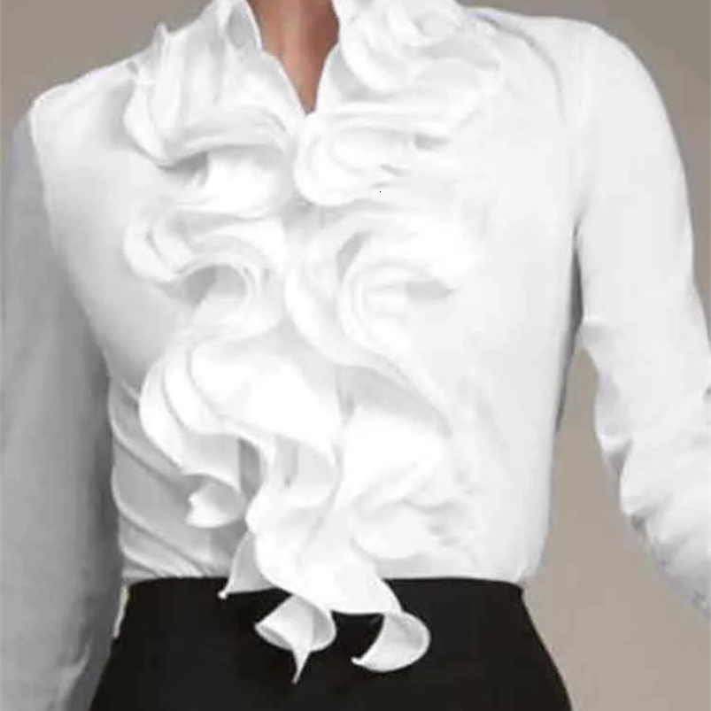 ZANZEA Elegant Womens Shirt Ruffle Top Fashion Long Sleeve Shirt Flounce Blusas Fashion OL Work Shirt Womens White Shirt 241211