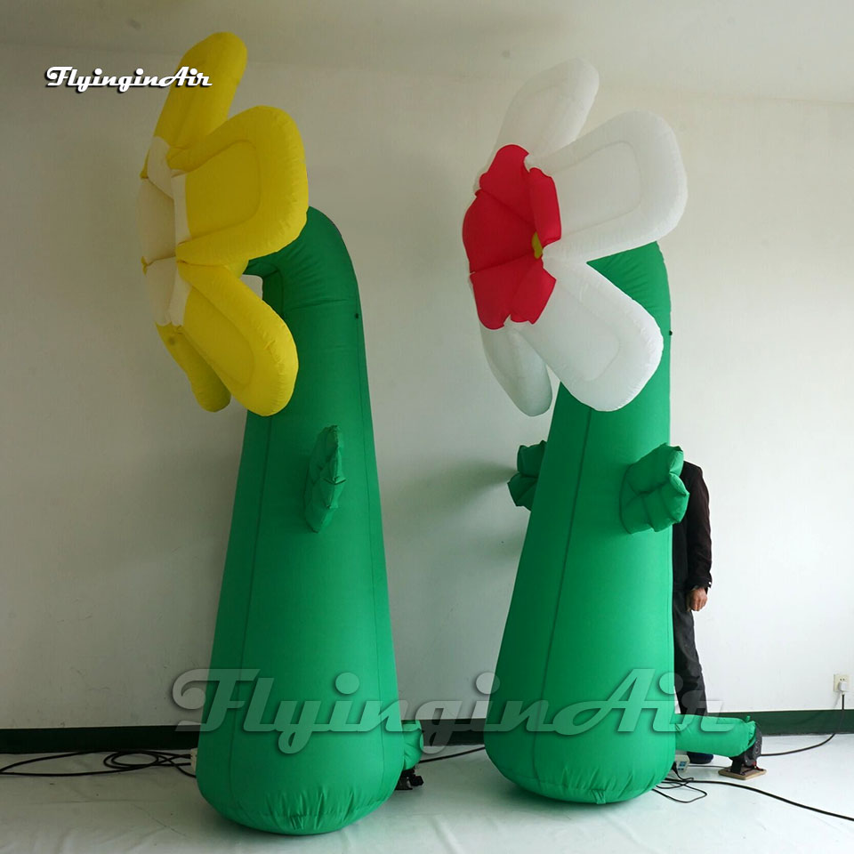 3m High Simulation Landscape Plant Large Inflatable Flower Tree With Green Stem For Park Decoration