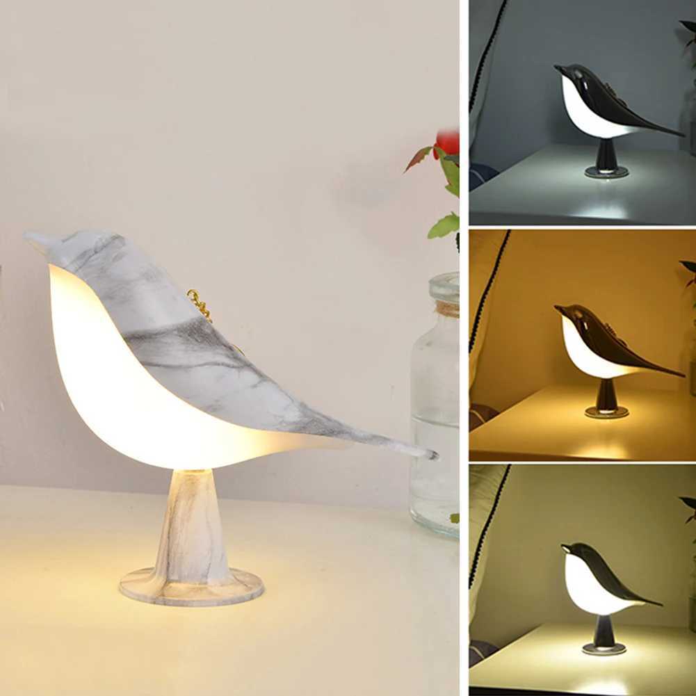 Modern Simple Magpie LED Bedside Lamp Small Cordless Wooden Bird Night Light Touch Control Bedroom Table Reading Lamp Home Decor C251115