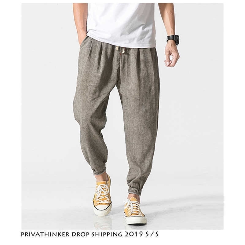 Drop Men Harajuku Streetwear Harem Pants Mens Summer Linen Thin Sweatpants Male Black Sweatpants 5XL Joggers 210930