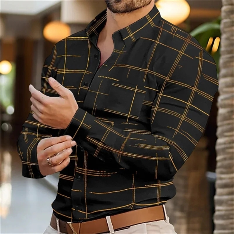 Mens Shirt Long Sleeve Fashion Lapel Single Breasted Cardigan Hawaiian Casual Mens Shirt XS-6XL Real Pocket Shirt Summer 240704