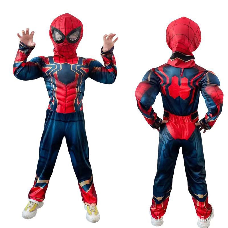 Hot sale Superhero Spider Man Captain America Iron Man Thor Hulk Batman Cosplay Costume Muscle Bodysuit Jumpsuit for Kids Halloween Party