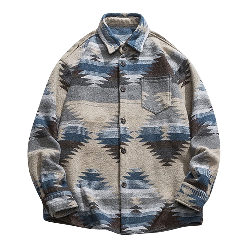 Men's Jackets Autumn Product Trend High Quality Long Sleeve Printed Large Woolen Jacket Fashion Thickened Retro Coat Chaquetas 230912