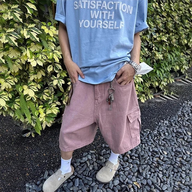 TFETTERS retro washed denim shorts mens casual goods summer Y2K pocket pants mens beach skateboarding clothing mens 250402