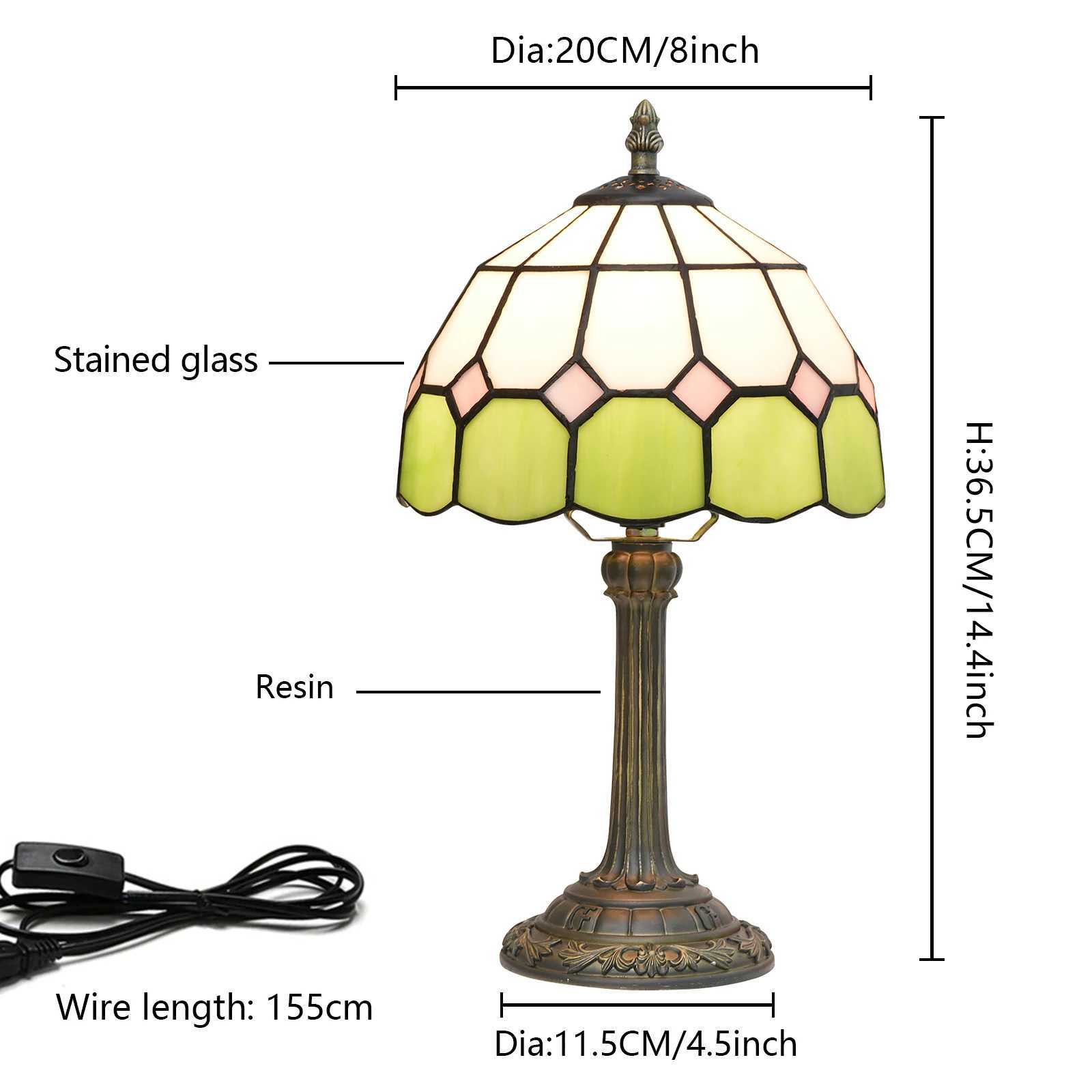Modern Minimalist Table Lamp 8 Inch Mediterranean Series Stained Glass Lampshades Small Bedside Lamp Reading Antique Desk Light C251115