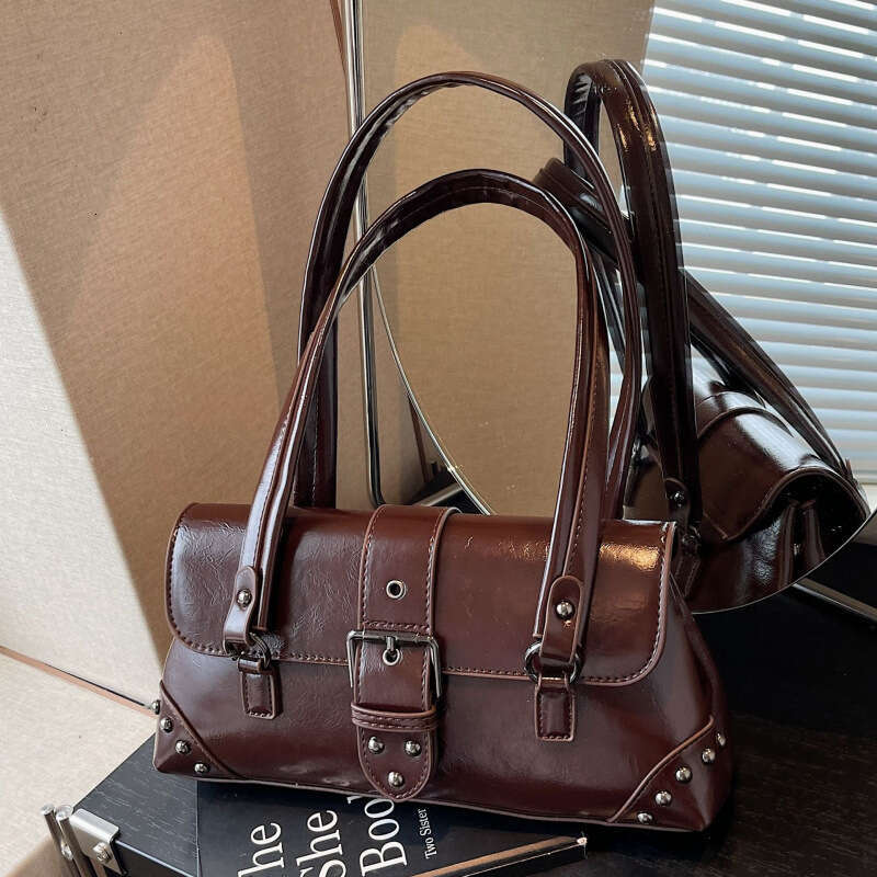 Designer Bags Fashion Tote Bags High-end Underarm for Women 2025 New Trendy Fashion Versatile Rivet Motorcycle Bag Light Luxury Handbag