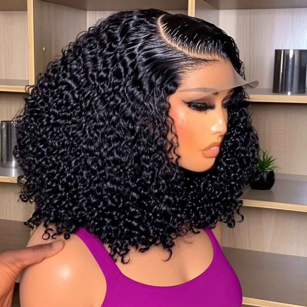 34 36 Inch Short Bob Curly Human Hair Wigs Water Wave Lace Front Wig Brazilian 13x4 Wear And Go Glueless Wig With Baby Hair For Wemon