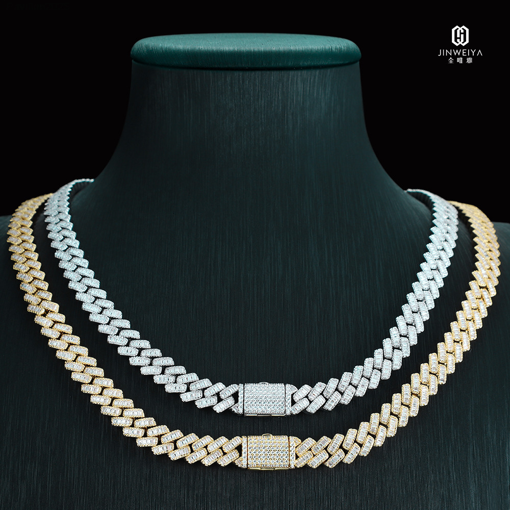 Customized Trendizable Hip Hop Streetwear Necklace GoldSilver and Rhodium Plated S925 Silver Cuban Rope Chain for Gift OEM New Arrival