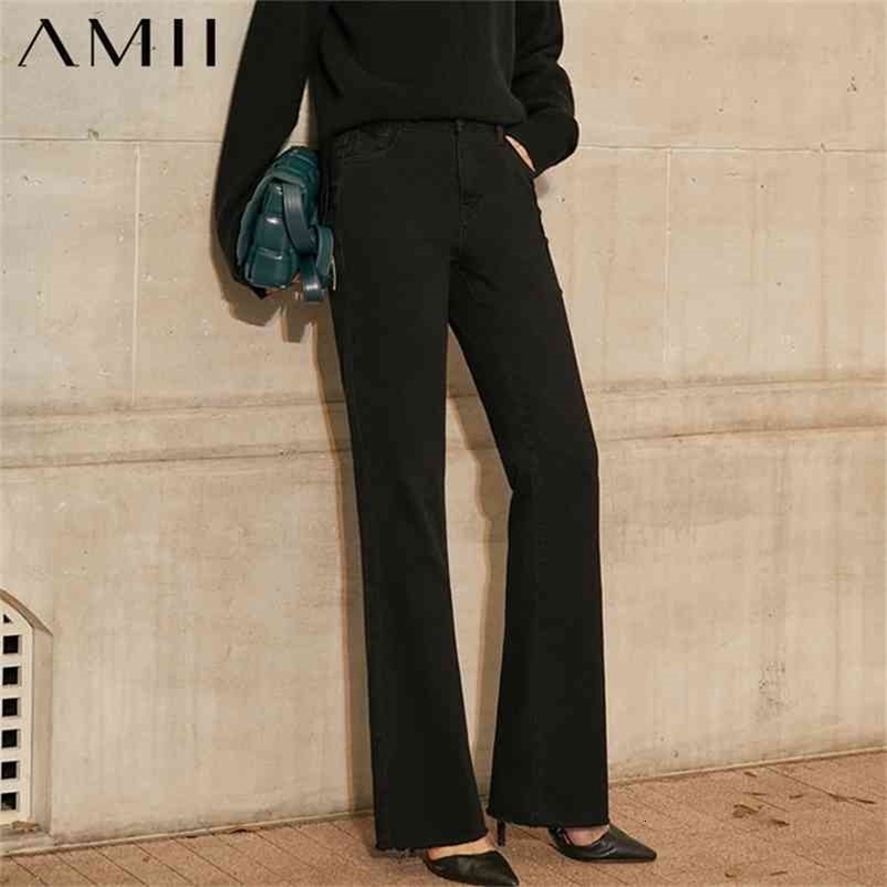 Minimalism Winter Jeans For Women Fashion Solid Fleece Straight Female Trousers Causal Tassel Long Women's Pants 12030584 210527
