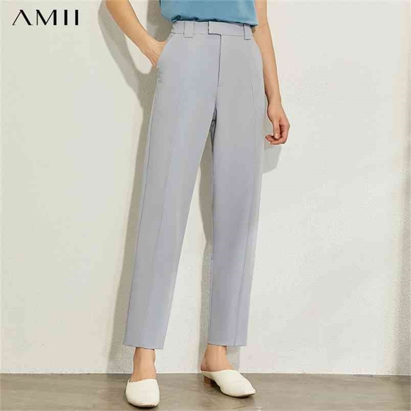 Minimalism Spring Summer Solid Chiffon Causal Women Pants Fashion High Waist Straight Ankel-length Female 12030172 210527