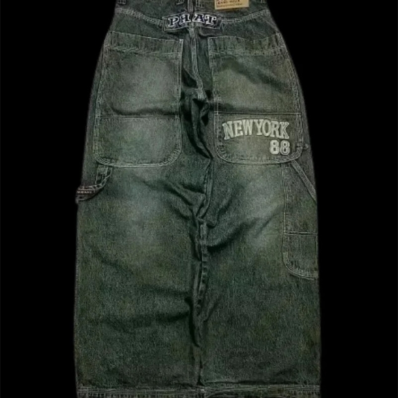 Y2K Fashion Letter Embroidery Patch Pack Jeans Womens Street Retro Hip Hop Pop Gothic Casual Clown High Waist Wide Leg Pants 250117