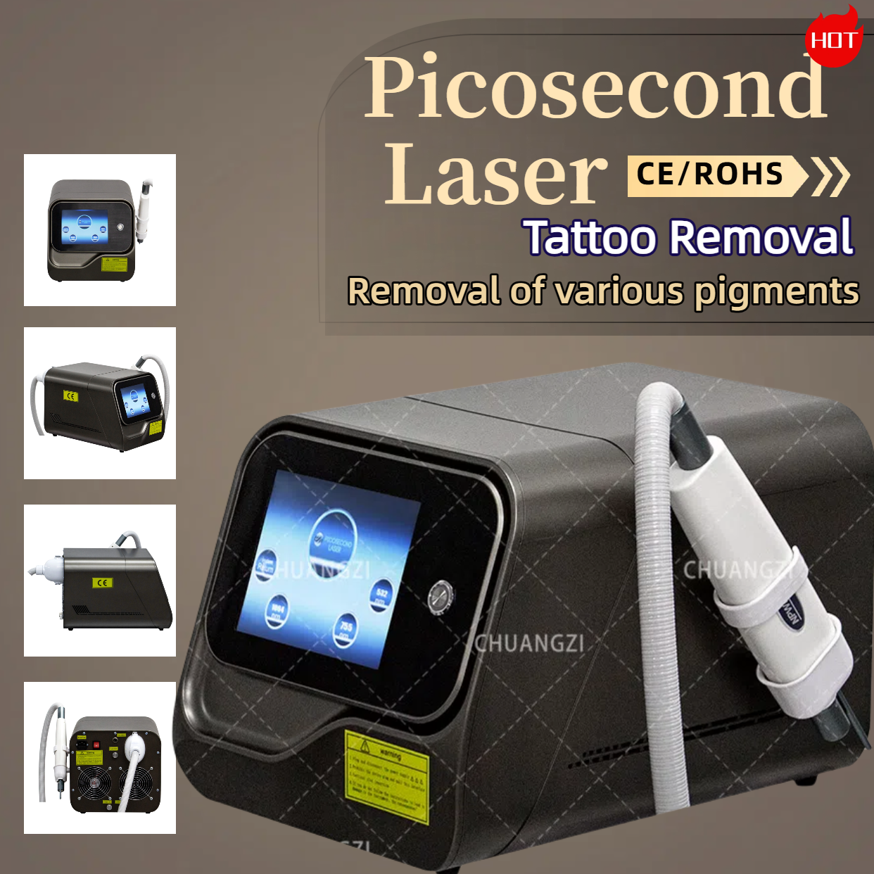 Nd Yag Laser Pico Laser tattoo removal Beauty Machine Skin Whitening Pigmentation Freckle Removal Peeling Carbon Spa Machine 1320nm,1064nm,532nm,755nm